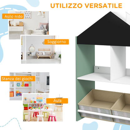 Zonekiz Keephop shelf for children with removable shelves and drawers, green - Borgè