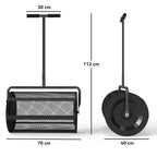 75L Metal Fertilizer Spreader with Adjustable T-Handle and Padded Handle, 70x40x112 cm, Black
