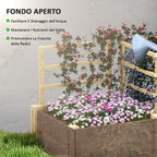 Garden Bed with 3 Trellis and 2 Fir Wood Planters with Open Bottom, 119x62.5x64 cm, Wood Color