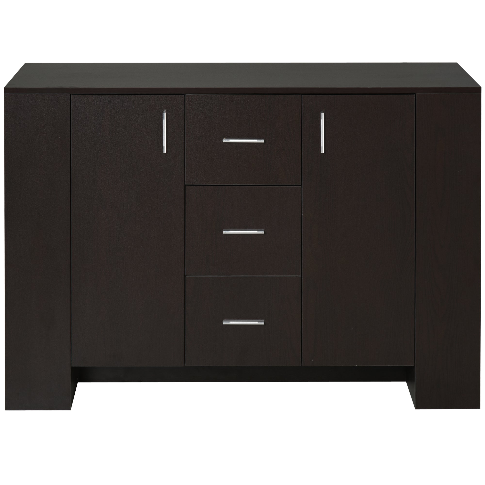 Classic Style Sideboard for Dining Room with 2 Doors, 3 Drawers and 3 Shelves, Dark Wood, 120 x 38 x 84cm