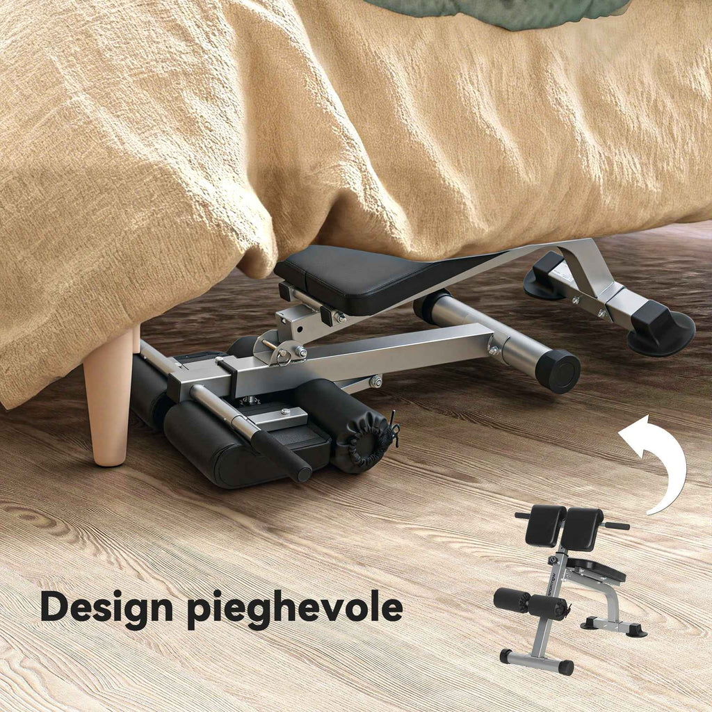 SPORTNOW Adjustable and Foldable Multifunctional Roman Bench, 150 kg Capacity, Silver