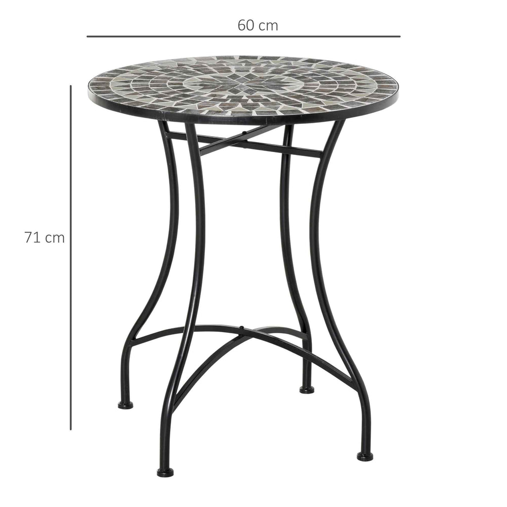 Outsunny Black Metal and Ceramic Garden and Outdoor Coffee Table
