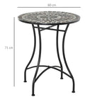 Outsunny Black Metal and Ceramic Garden and Outdoor Coffee Table