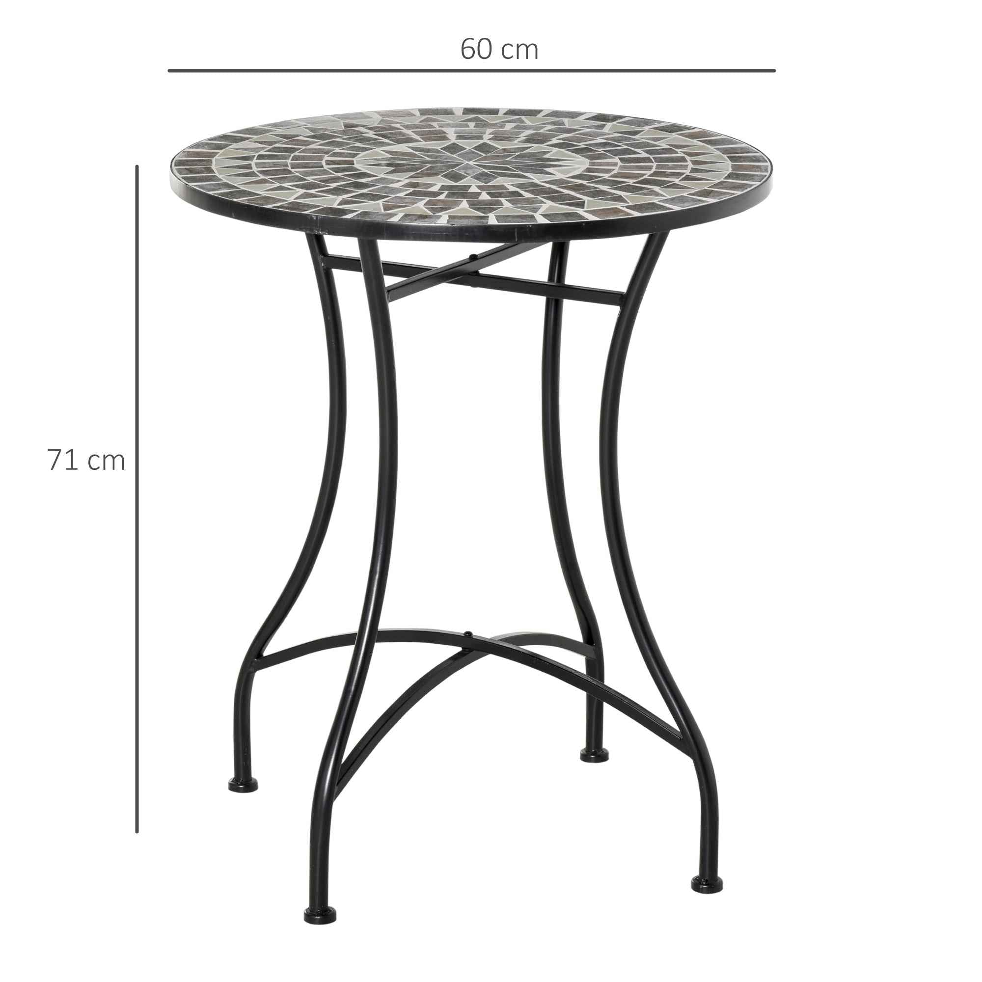 Outsunny Black Metal and Ceramic Garden and Outdoor Coffee Table