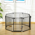 8 Section Folding Dog Safety Gate, Self-Locking & Locking System, Black - Borge' Group Limited
