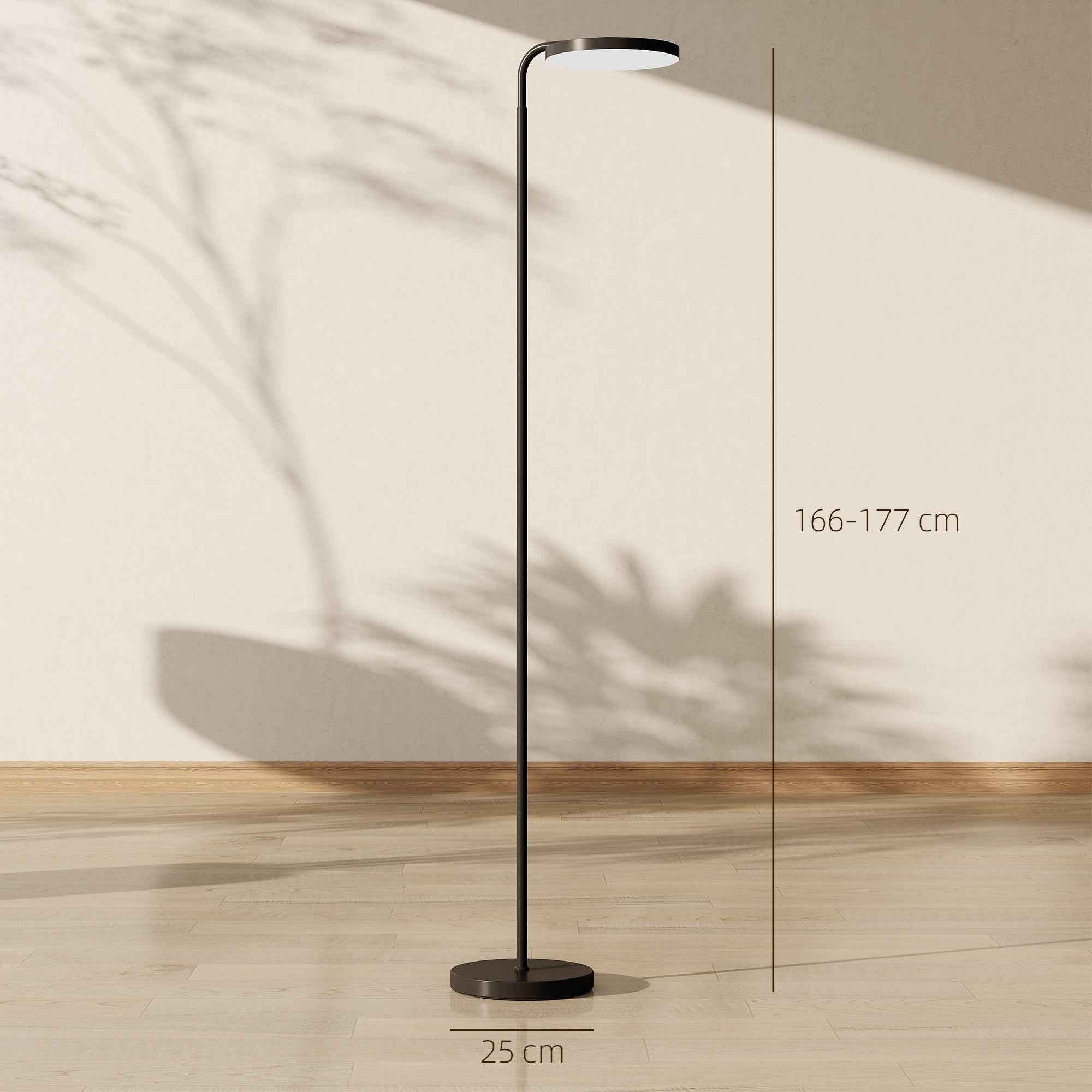 HOMCOM LED Floor Lamp with 350° Swivel Head and Magnetic Remote Control, Continuously Dimmable 3000K-6500K, Black