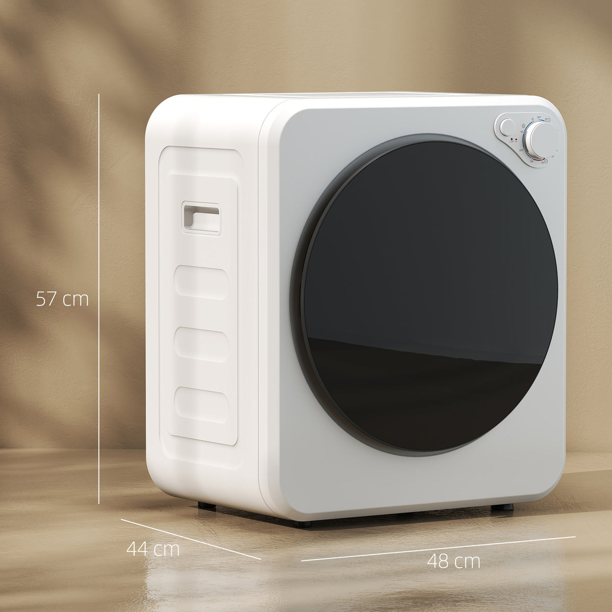 HOMCOM Mini Portable Dryer 2.5kg, 5 Programs, 800/400W, Front Loading, Stackable/Wall/Freestanding, White