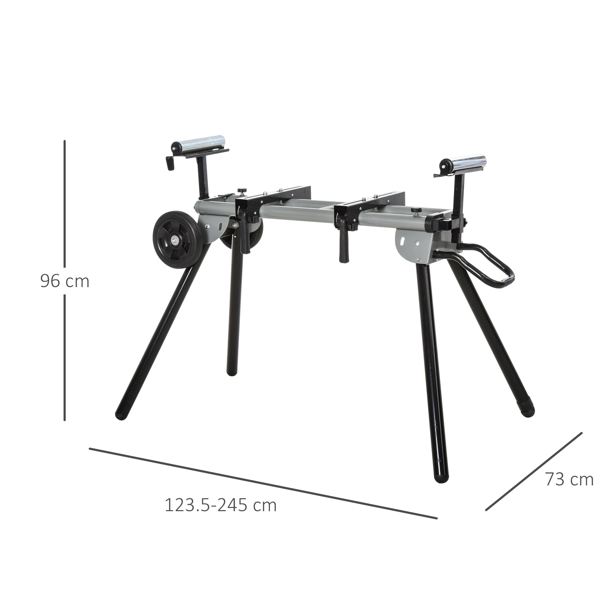 DURHAND Universal Extendable and Foldable Mitre Saw Stand, 150kg Capacity, Black and Silver