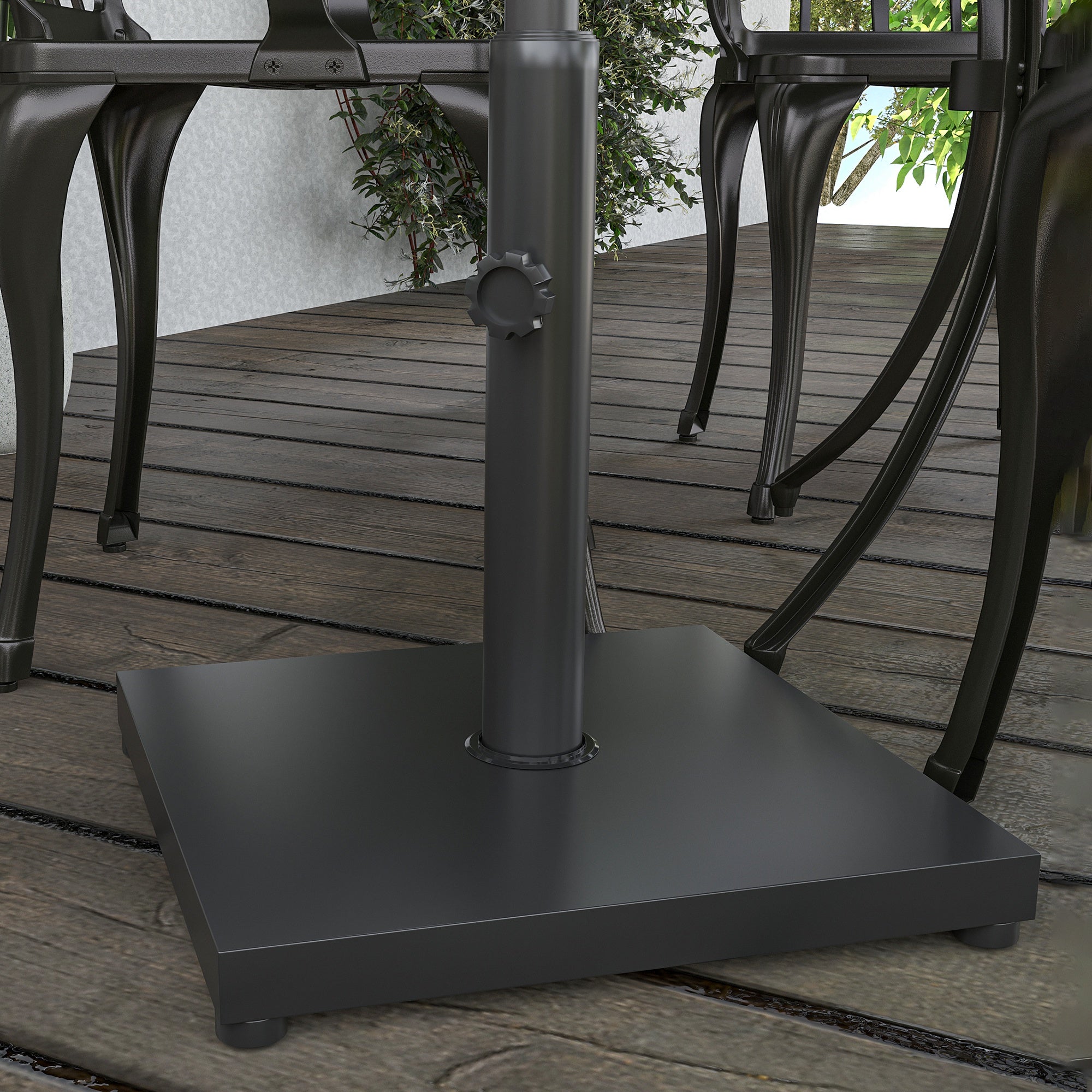 Parasol Base 13kg Concrete with Glossy Finish, 40x40x43 cm, Black