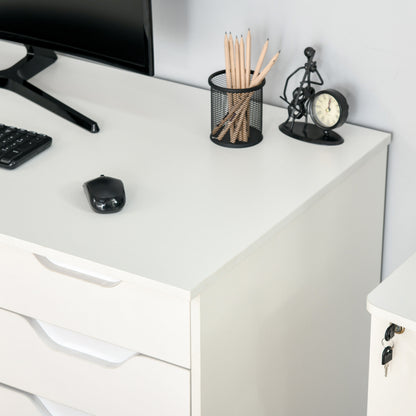 HOMCOM Modern Desk for Bedroom and Office in Wood with Drawers and Cabinet, 120x60x76cm