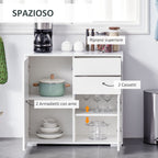 Modern Sideboard with 2 Cabinets and 2 Push-Open Drawers, 79x36x74cm, Gloss White