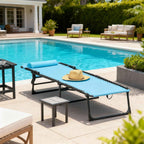 Outsunny Folding Sun Lounger with Reclining Backrest in Steel and Mesh Fabric, 189x58x30 cm, Blue