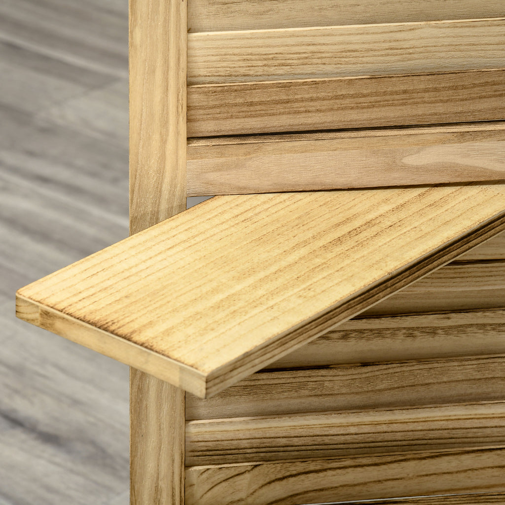 4-Panel Folding Room Divider with Shelves, Paulownia Wood, 162 x 170 cm, Wood