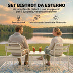 Outsunny 3-piece bistro set: glass table and 2 chairs, white outdoor furniture.