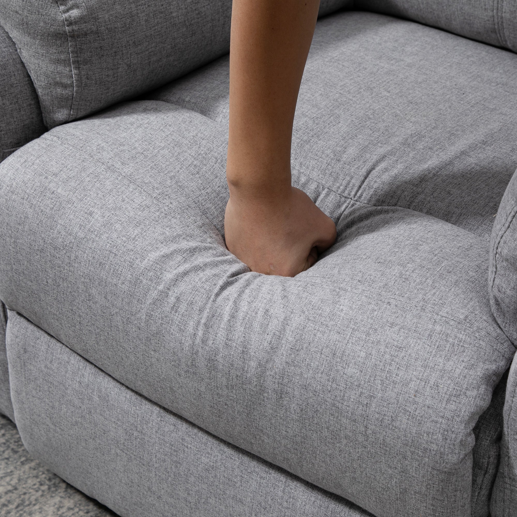 Electric Reclining Relaxing Lift Armchair with Remote Control and Fabric Footrest, Light Gray