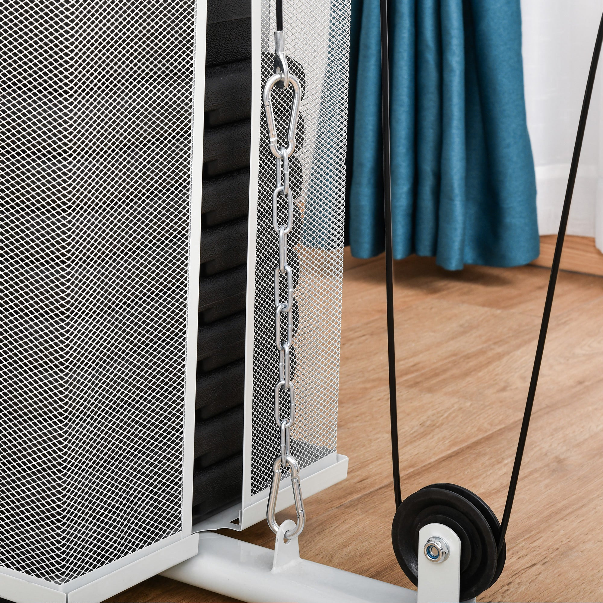 Multifunctional Fitness Station for Home and Gym with 4 Padding, in Steel and PU, 150x110x210 cm, White