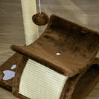 Cat Scratching Post, Cat Tree, Cat Toy, with Bed, 2 Hanging Balls in Natural Sisal, Height 43cm