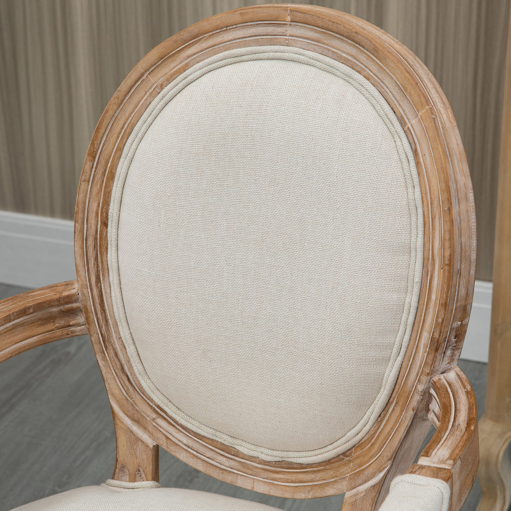 Homcom Classic -style living room chair padded with fabric coating, 56x54x96cm, white cream - Borgè
