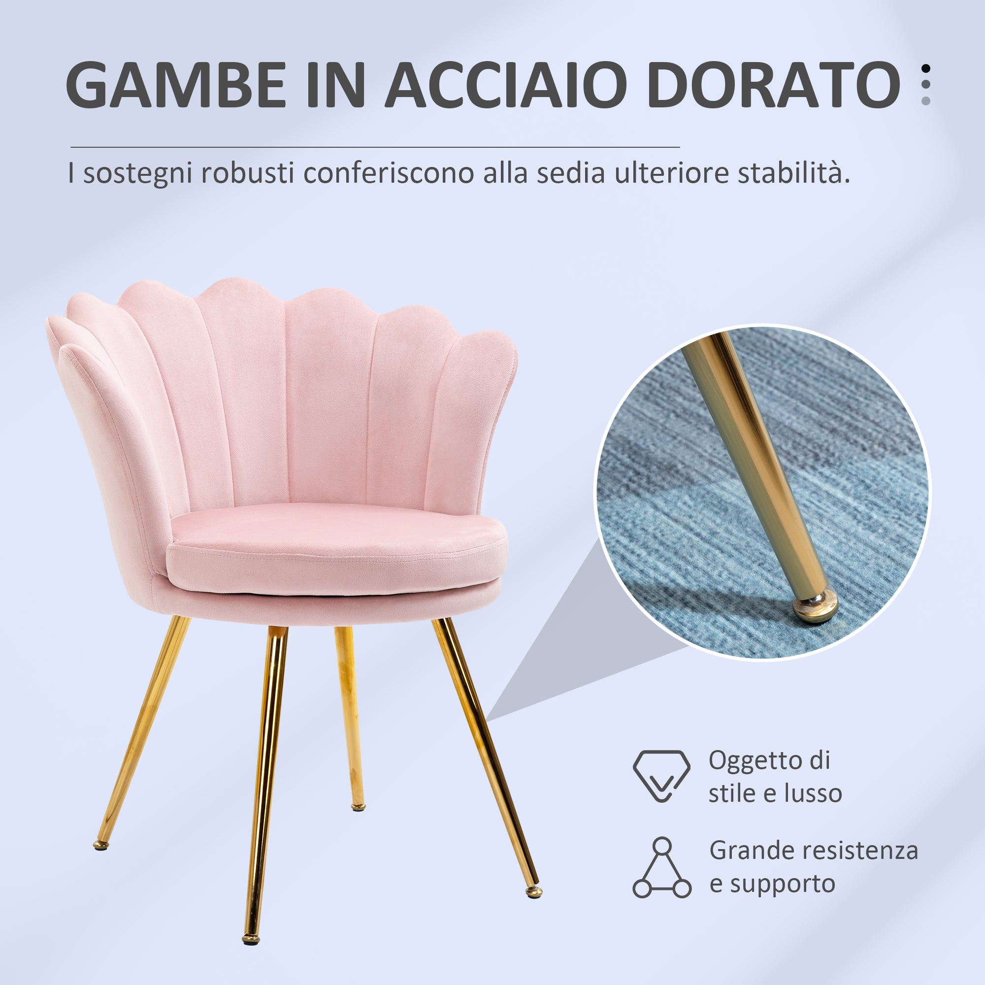 Vintage Style Velvet Shell Lounge Chair with Gold Legs in Pink