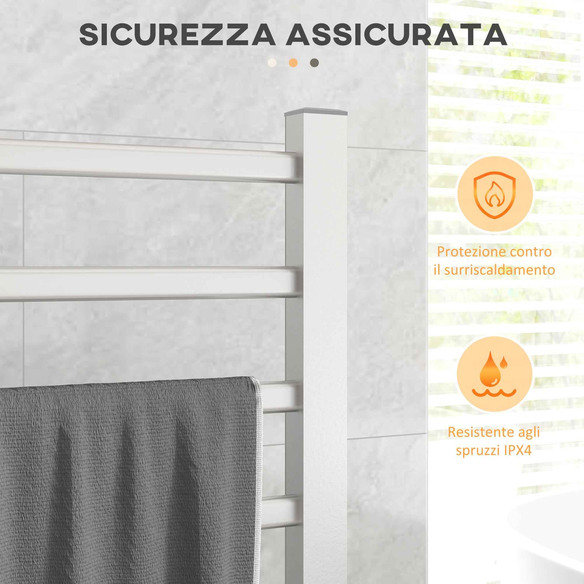 HOMCOM 150W Electric Floor or Wall Towel Warmer with 8 Bars and 2-4 Hour Timer, 53x35x90 cm, Silver