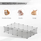 Modular Rabbit Run with Mounting Accessories, Steel, 105x105x70cm - Black