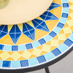 Metal Garden Coffee Table with Mosaic Top, Ф35.5x53.5cm - Borge' Group Limited