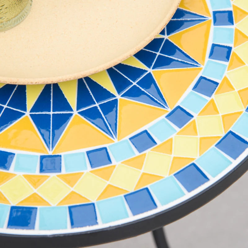 Metal Garden Coffee Table with Mosaic Top, Ф35.5x53.5cm - Borge' Group Limited
