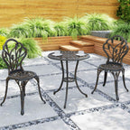 Outsunny 3-Piece Outdoor Set with 2 Garden Chairs and Round Table with Umbrella Hole, Bronze