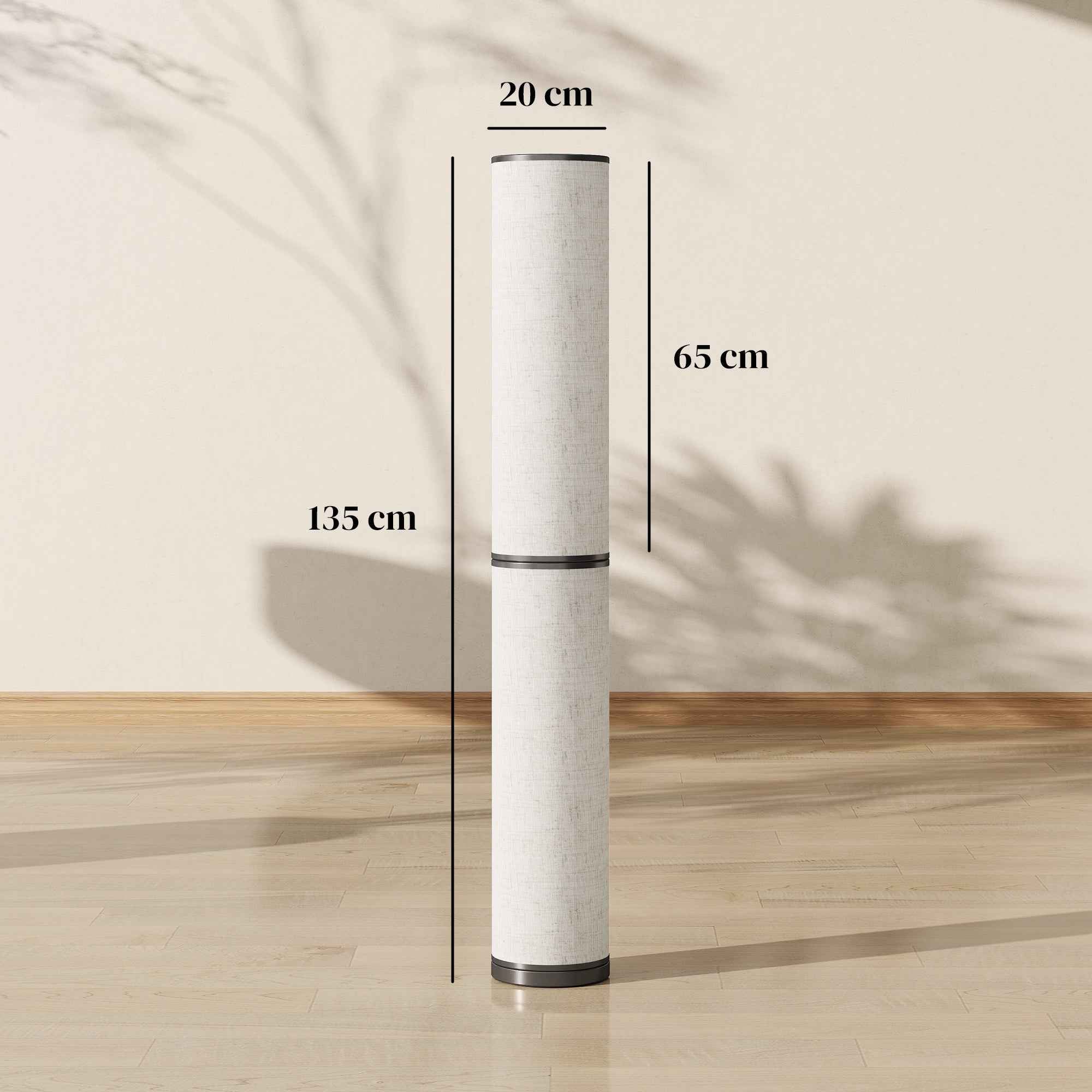 HOMCOM Floor Lamp with Remote Control and 3000-6000K Temperature Adjustment, Fabric Lampshade, Ø20x135 cm, Beige