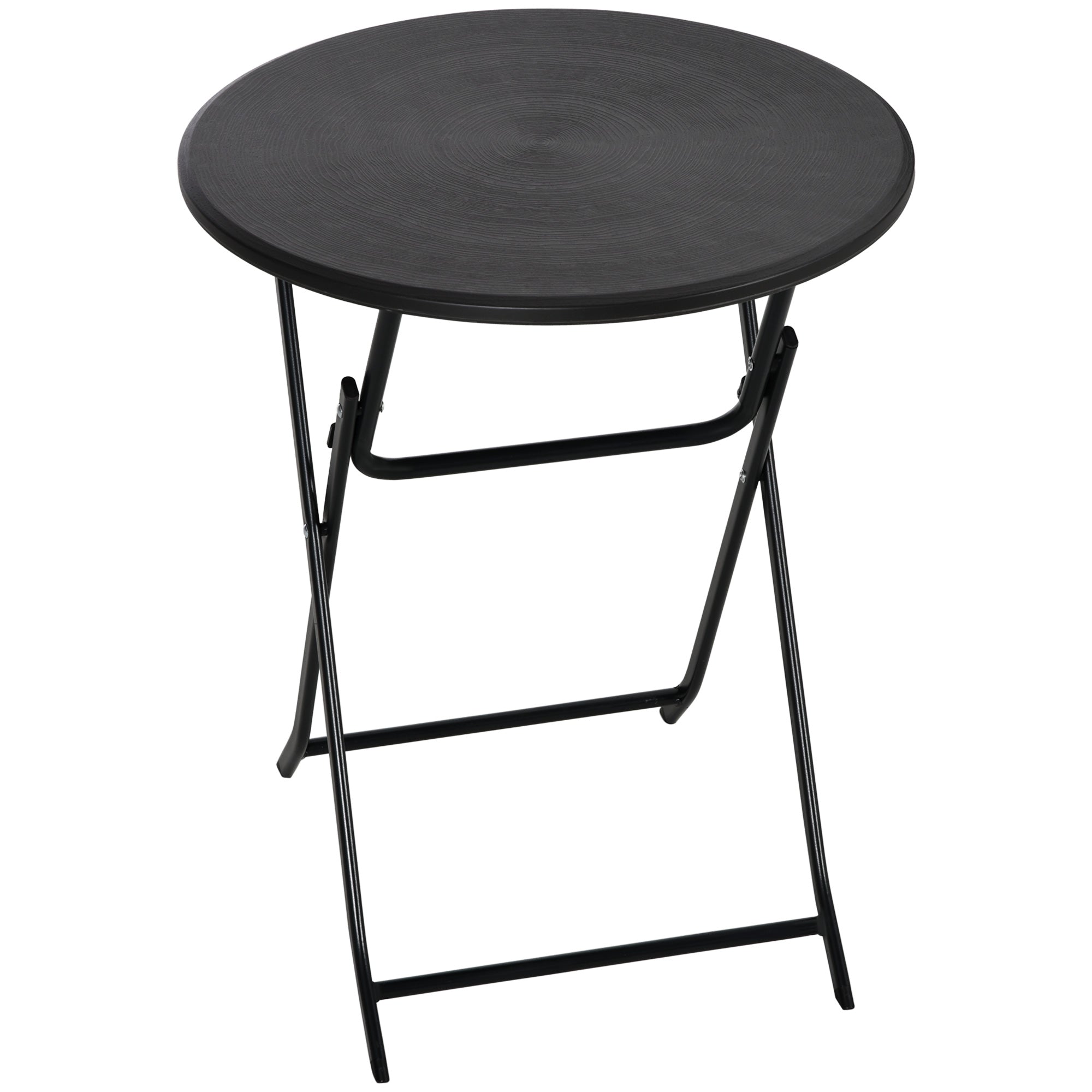 Outsunny Round Folding Garden Table in Steel and HDPE, Ø60x73 cm, Dark Grey