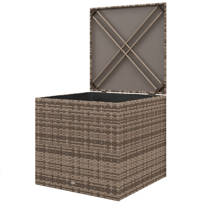 Outsunny Outdoor Trunk in PE Rattan and Steel with Internal Lining, 75x75x70 cm, Black and Sand color - Borgè