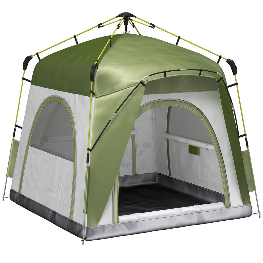2-Person Pop-Up Camping Tent with Zippered Door and 3 Windows, 240x240x199 cm, Green