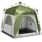 2-Person Pop-Up Camping Tent with Zippered Door and 3 Windows, 240x240x199 cm, Green