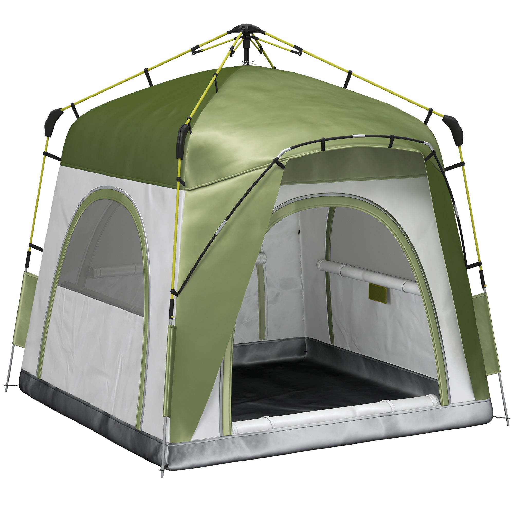 2-Person Pop-Up Camping Tent with Zippered Door and 3 Windows, 240x240x199 cm, Green