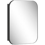 HOMCOM Mirrored Cabinet with 2 Adjustable Shelves, Wood and Glass, 40.2 x 10.2 x 50.9 cm, Black