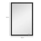HOMCOM Rectangular Wall Mirror with Hooks, Glass and MDF, 40x60 cm, Black