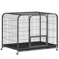 PawHut Steel Dog Cage with Wheels, 3 Doors, Removable Tray and Secure Lock, Black