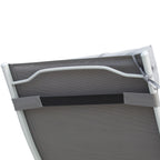 Folding Garden Lounger with Mattress and Cushion, 7-Reclining Backrest, 137x63.5x100.5cm, Grey