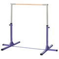 HOMCOM Height-Adjustable Gymnastics Bar for Children Ages 3+, Made of Steel and Solid Beech Wood, Purple