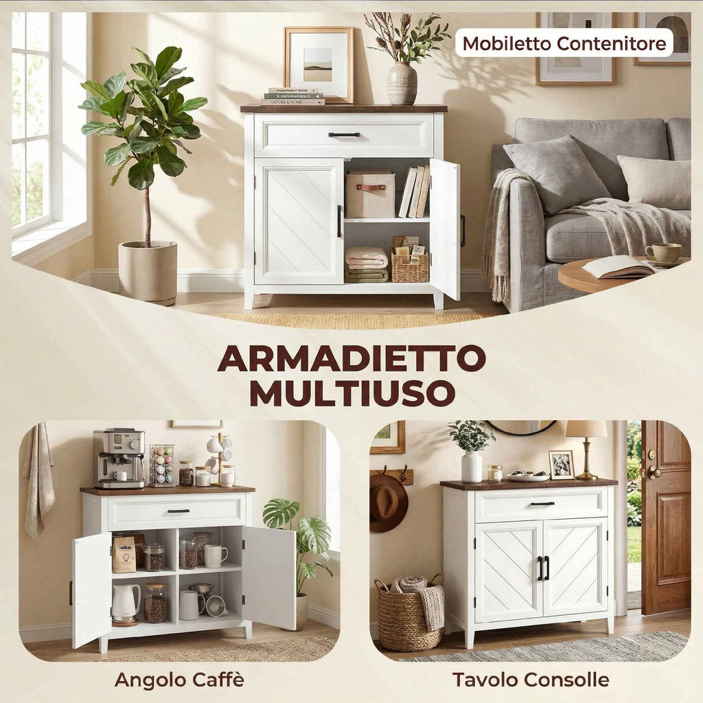 HOMCOM Modern Rustic Sideboard with Adjustable Shelf, Storage Space and 2 Doors.