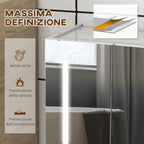 Kleankin Condition with mirror with adjustable shelves and 3 -colored LED lights, in MDF and glass, 90x15x70 cm, white - Borgè