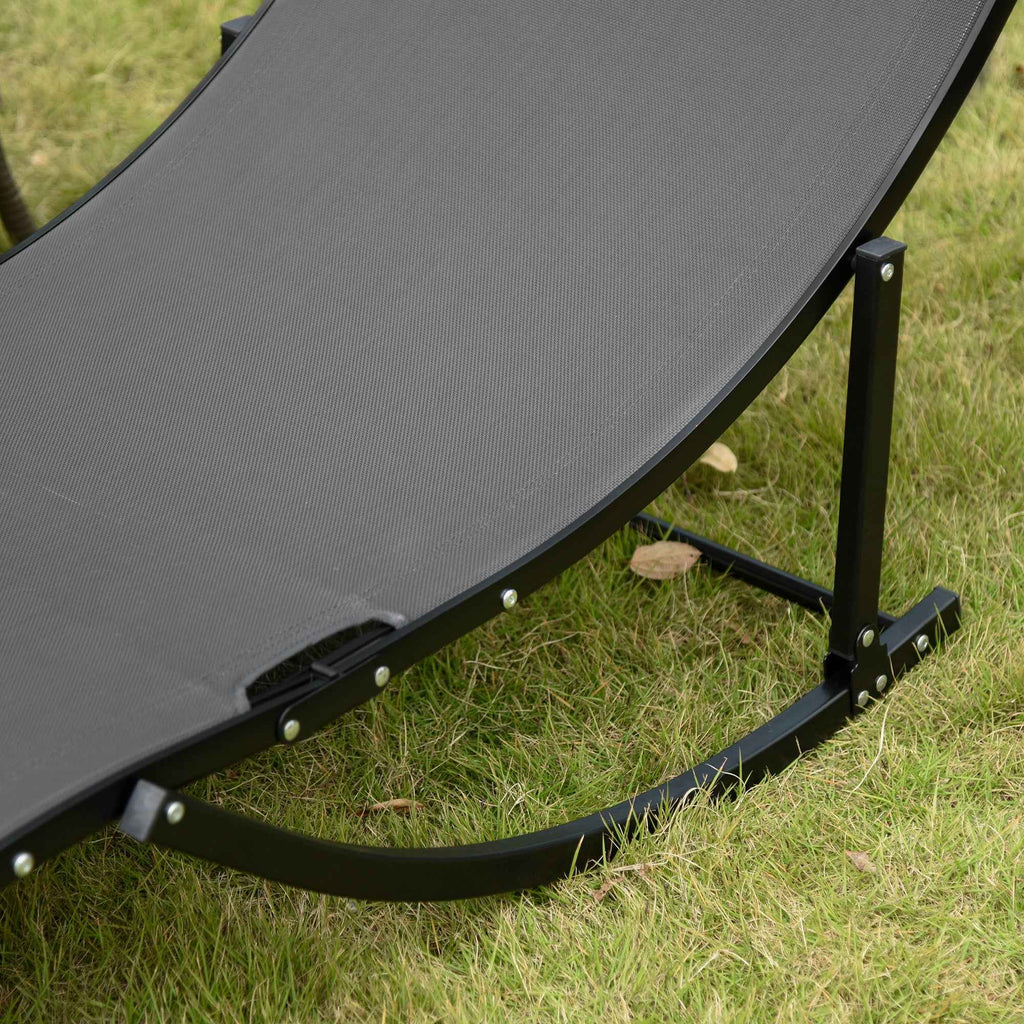 Outsunny Set of 2 Folding Garden Loungers, Aluminum and Textilene Sun Lounger, 61x165x63 cm