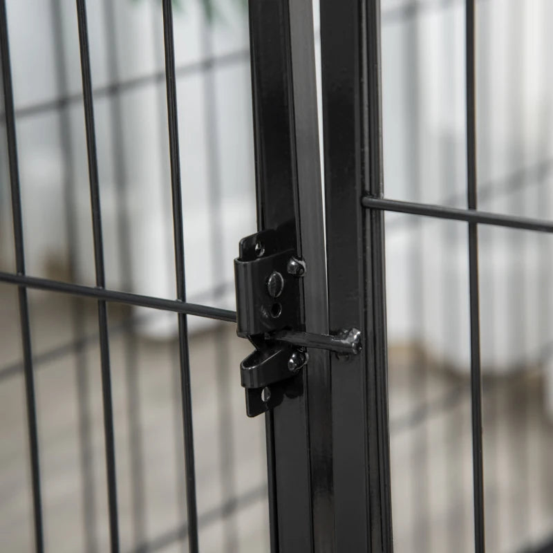 Small Dog Playpen, Indoor and Outdoor Pet Enclosure with 6-Piece Steel and Metal Mesh, 125x80x70 cm, Black