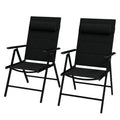 Outsunny set 2 folding chairs with reclining backrest and headrest, aluminum and polyester, 54x67x108 cm, black - Borgè