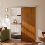 Sliding Door 90x210 cm, Wardrobe Assembly Kit, Track, Brown Wood Effect