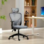 Ergonomic and Adjustable Office Chair with Lumbar Support and Headrest, 66x61x106-116 cm, Grey