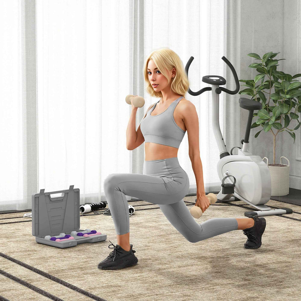 HOMCOM 10 kg Dumbbell Set with Weight Case, in Metal, PU and Plastic, 41x30x8 cm, Multicolor
