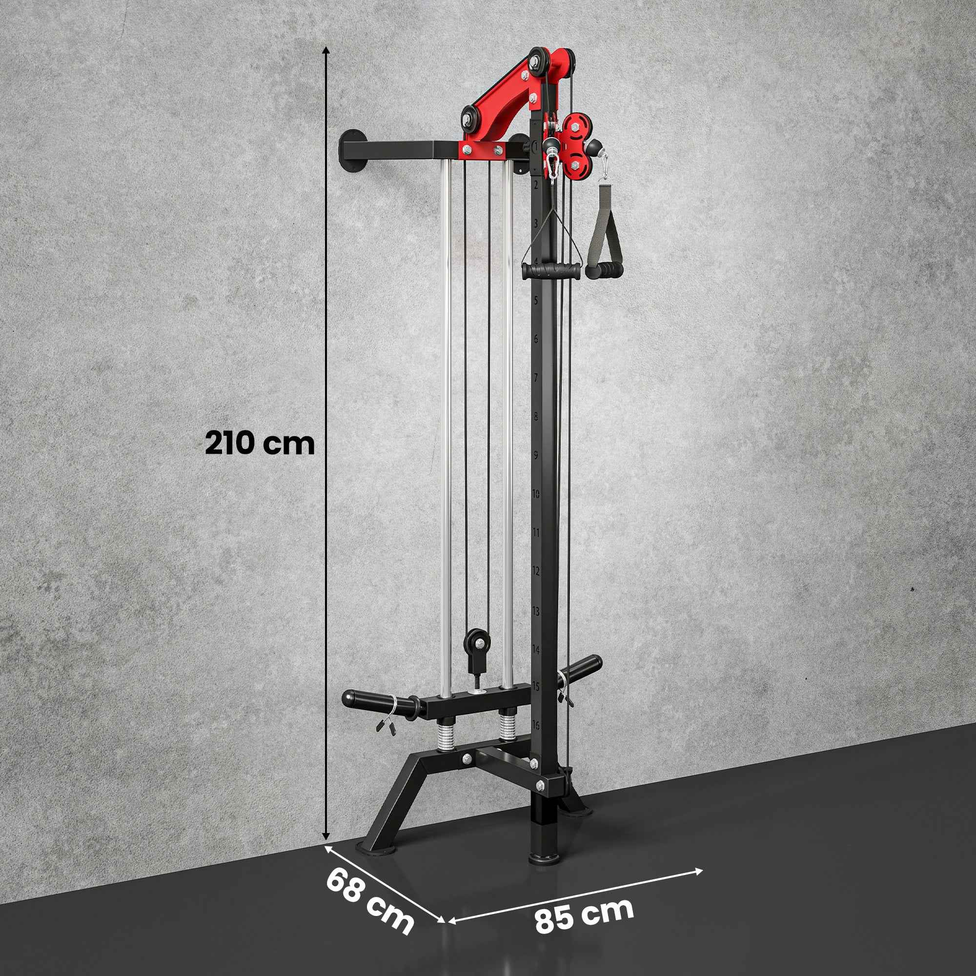 SPORTNOW Cable Station, Wall-Mounted, Adjustable 16-Position Pulleys Machine, Black.