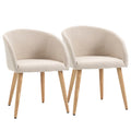 Set of 2 Scandinavian Style Fabric Upholstered Dining Chairs, 55x56x74 cm, Beige