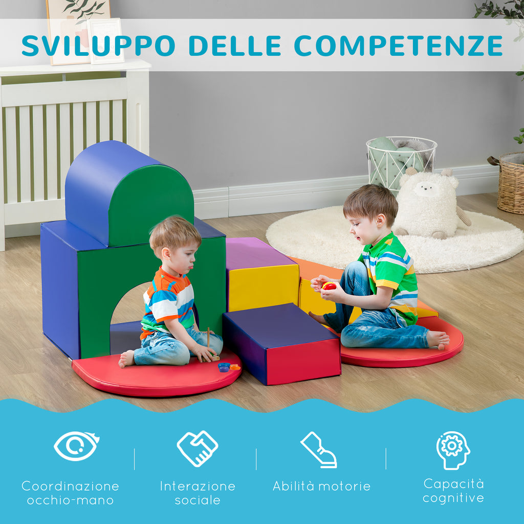 7-Block Multi-Coloured PU and EPE Playset for Babies 12-36 Months, 170x130x40 cm